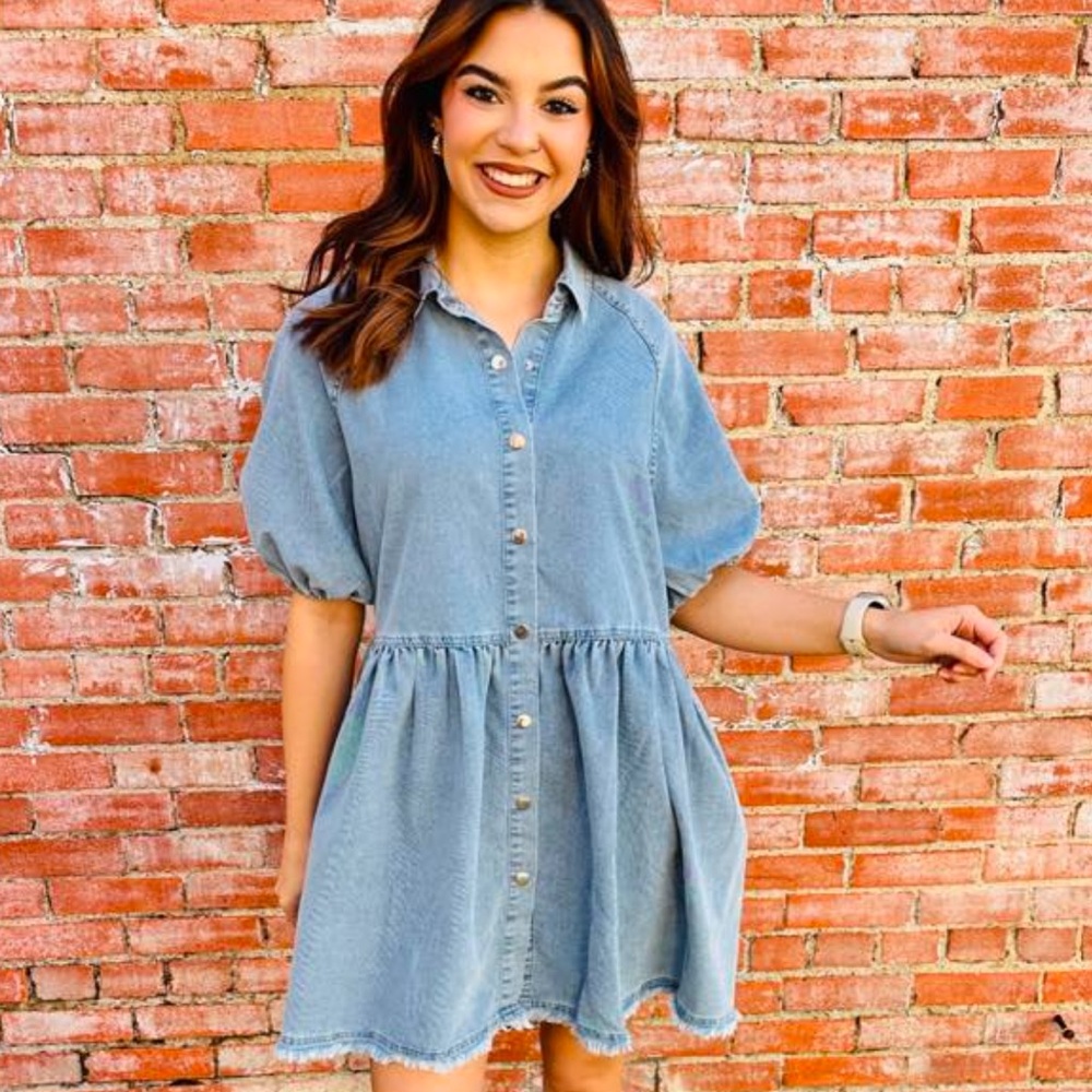 Pink Lily Denim Blue Dress